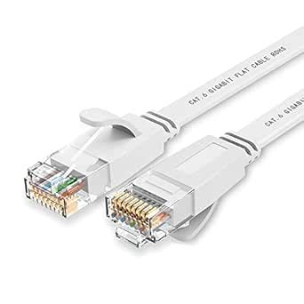 WHIRLGEE Cat 6 Ethernet Cable 15 ft White Flat Durable Interconnection ...