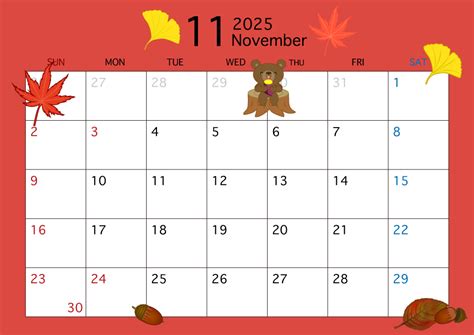 2023年11月カレンダーイラストのフリー素材｜イラストイメージ