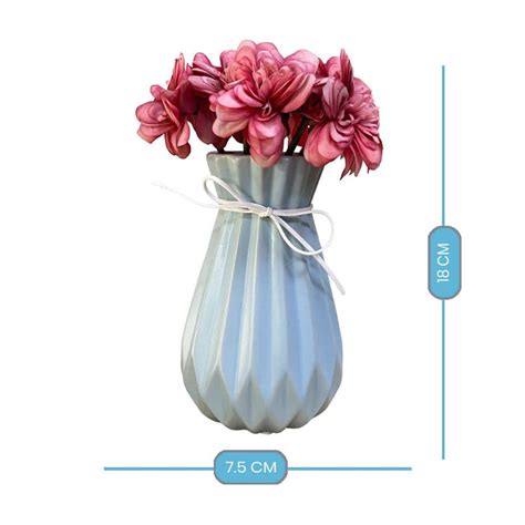 Decorative Ceramic Flower Vase, Grid Design Modern Flower Pot for Home ...