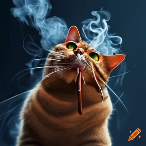 Cat Smoking Cigarette Cartoon
