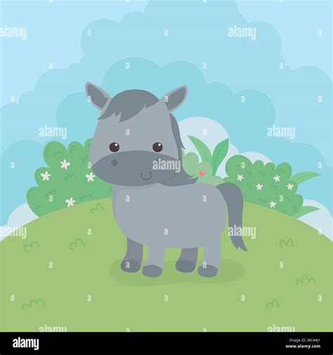 cute horse animal farm character vector illustration design Stock ...