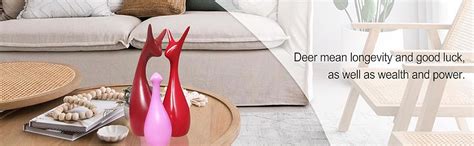 Buy Amazon Brand - Umi Home Decor Lucky Deer Statue Family Ceramic ...