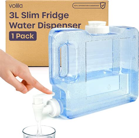 Slim Fridge Water Dispenser with Tap - 3L Reusable Dispenser for Cold ...