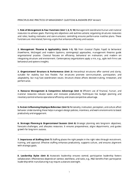 Management Principles & Practices: Q&A (Units 1-13) - Studocu