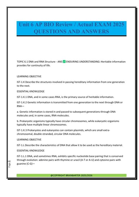 Unit 6 AP BIO Review / Actual EXAM 2025 QUESTIONS AND ANSWERS - AP BIO ...