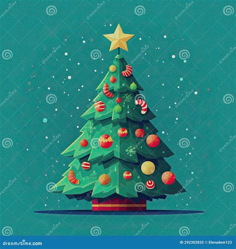 Christmas Tree Oil Painting. Stock Image - Image of generated, yellow ...