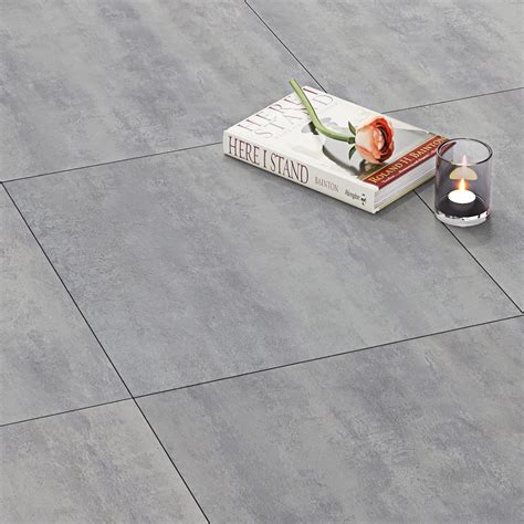 FunStick Grey Floor Tiles Self Adhesive Vinyl Flooring Tile Concrete ...