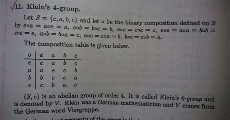 klien's four group is not:. abelian group or cyclic group - Brainly.in