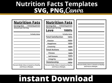 Nutrition Label Template Excel