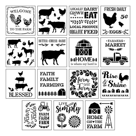 Farmhouse Reusable Stencils by Craft Smart¬Æ, 12" x 12", 88 DIY Decor ...
