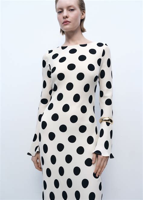 Flared sleeve polka-dot dress - Women | MANGO Kosovo