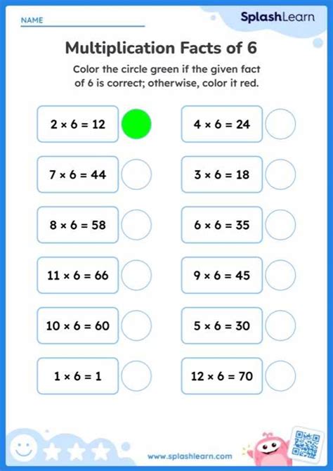 Image result for Multiplication 6 Facts Worksheet