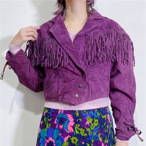 80s purple fringe leather jacket | LEMON