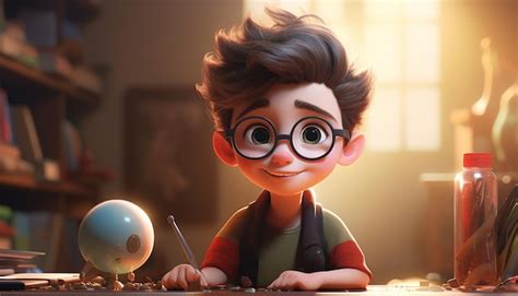 A very cute kid caracter animation pixar style | Premium AI-generated image