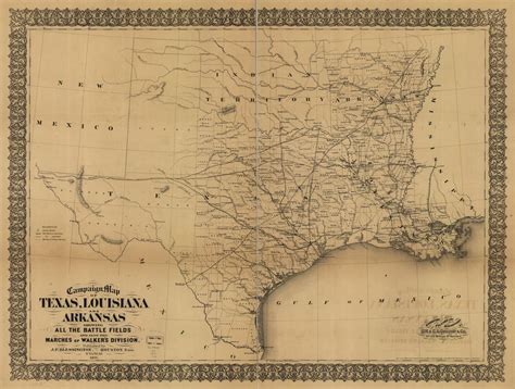 Campaign map of Texas, Louisiana and Arkansas, showing all the battle ...