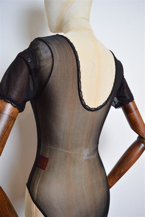 1992 Vivienne Westwood x Sock Shop Black Toile Sheer Mesh Bodysuit Top ...