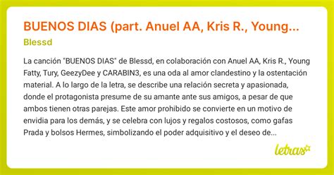 Significado de la canción BUENOS DIAS (part. Anuel AA, Kris R., Young ...