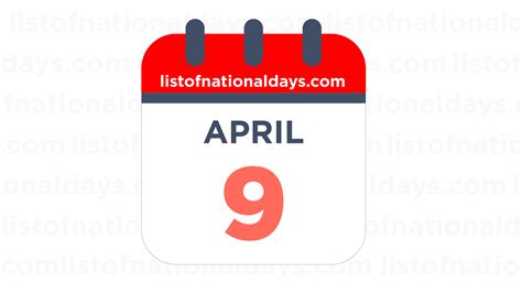 APRIL 9TH: National Holidays, Observances & Famous Birthdays
