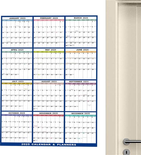 Wall Calendar Dry Erase | Colorful 2025 12 Months Calendar Big Wall ...