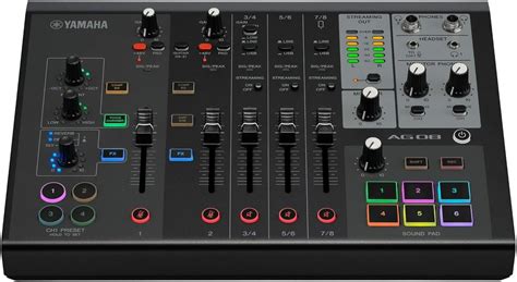 Yamaha AG08 Black 8-Channel Live Streaming Loopback Mixer/USB Interface ...