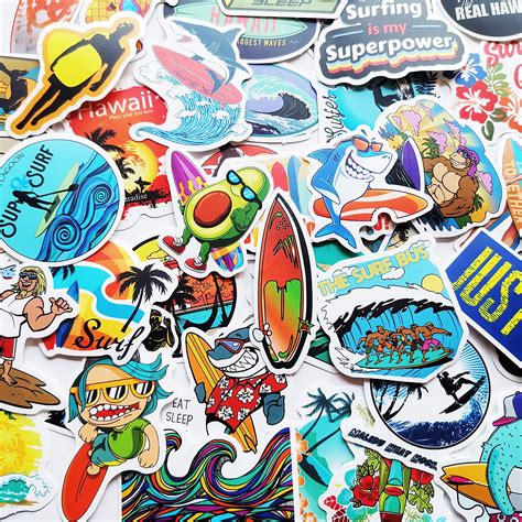 Buy 50Pcs Funny Surfboard Stickers Surf Car Stickers Prank Animal Surf ...