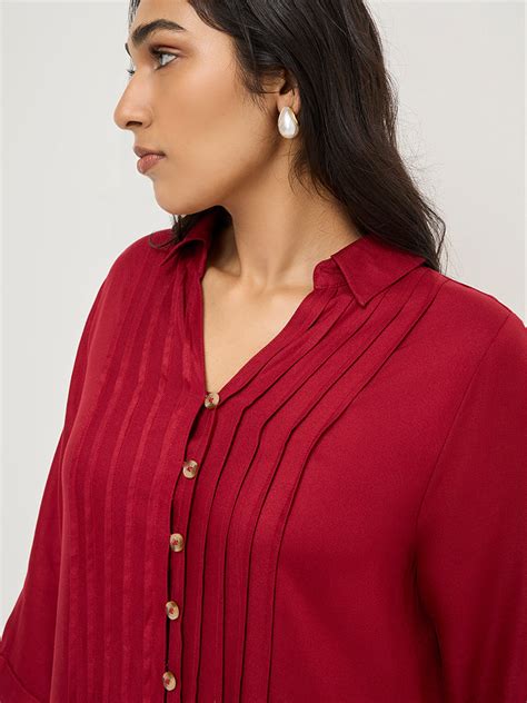 Buy Gia Red Pintuck-Detailed Shirt Dress from Westside