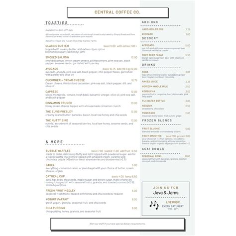 Menu — Central Coffee Co.