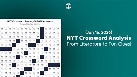 NYT Crossword Analysis (Jan 16, 2026): From Literature to Fun Clues!