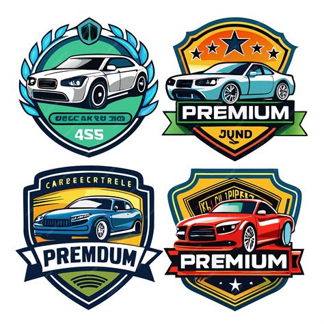 Conjunto de quatro logos de carros com cores e desenhos diferentes | vetor Premium gerado com IA