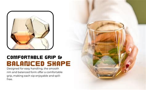 BAGYAM - Crystal Whiskey Glasses Set of 6 - Gold Color - 300ML ...