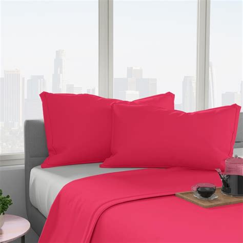 Buy PORTICO Shades Pink Solid Cotton Pillow Cover - 46x69cm - Set of 2 ...