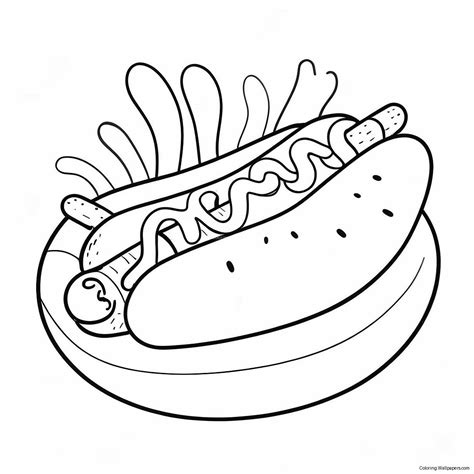Cute Cartoon Hot Dog Coloring Page (19733-15587)
