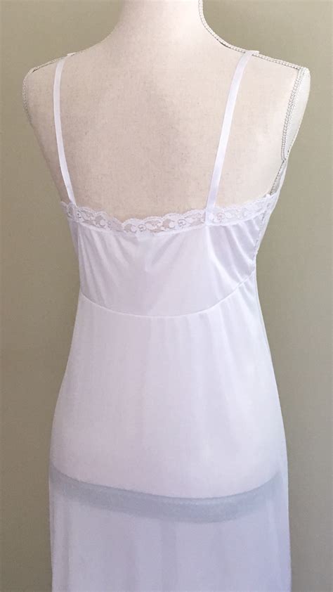Long White Lace Nightgown Slip Nightie Vintage 50s Romantic Floor ...