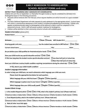 Fillable Online ece mpls k12 mn EARLY ADMISSION TO KINDERGARTEN SCHOOL ...