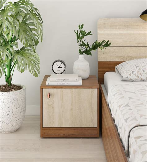 A GLOBIA CREATIONS Stanley Engineered Wood Bedside Table | Exotic Teak ...