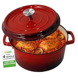 Buy NutriChef Enameled Cast Iron Dutch Oven - 5-Quart Kitchen Round ...