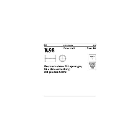 DIN 1498 Einspannbuchsen, Federstahl EG 20/26 x 20