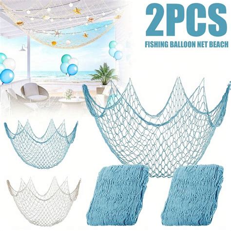 2 Packs Handwoven Fishing Net, 1.5x2m Mediterranean Style Decorative ...