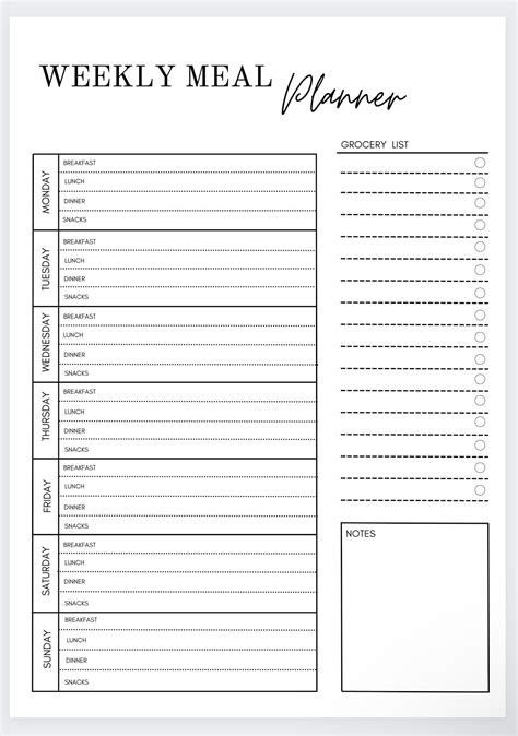 Meal Planner Grocery List Printable