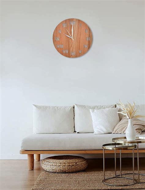 Kuber Industries Roman Number Round Shaped Wooden 10" Wall Clock ...