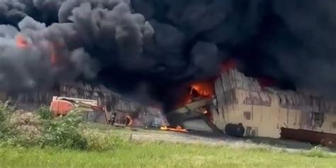 Massive fire at Red River Mixing Plant in Idabel
