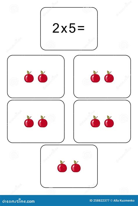 Multiplication Table of 2. Maths Card with an Example, Drawing. Multiplication Square, Vector ...