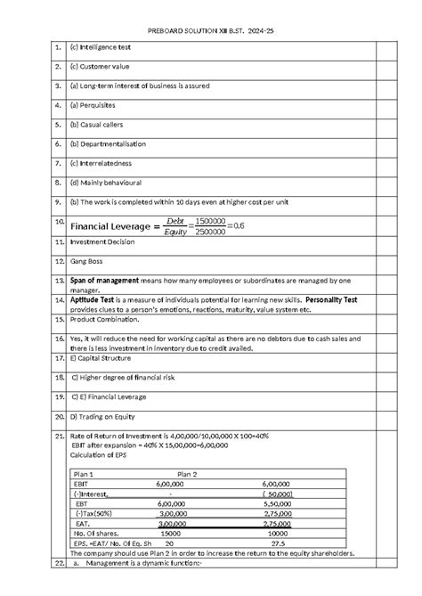 Preboard 1 Solution XII B - PREBOARD SOLUTION XII B. 2024- 1. (c ...