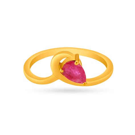 Classy 22 Karat Yellow Gold Teardrop Finger Ring