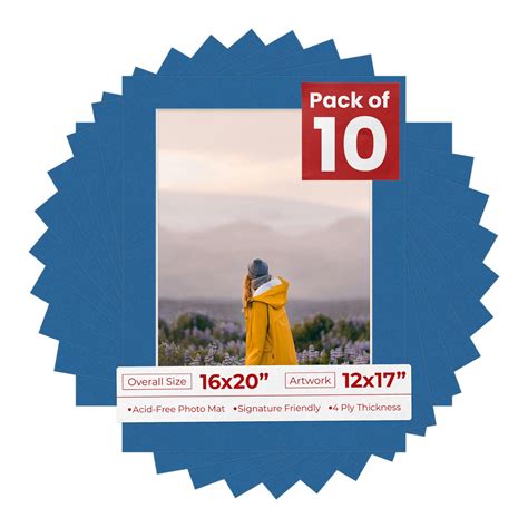 Royal Blue Mat Board for 16x20 Frames - Fits 12x17 Photos, Color: Blue ...