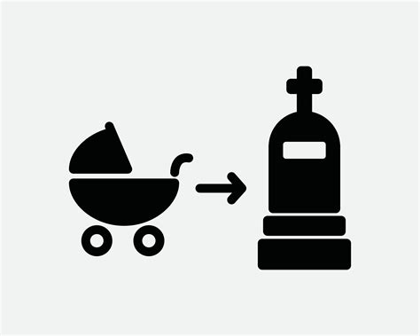 Birth to Death Icon. Born Die Carriage Stroller Pushchair Grave Tombstone Life Cycle Process ...