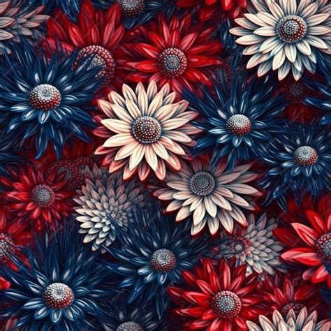Premium Photo | Red, white and blue flowers with a white center