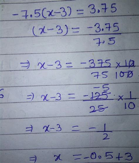 What is the value of b? −7.5(x−3)=3.75 Enter your answer in the box. x ...