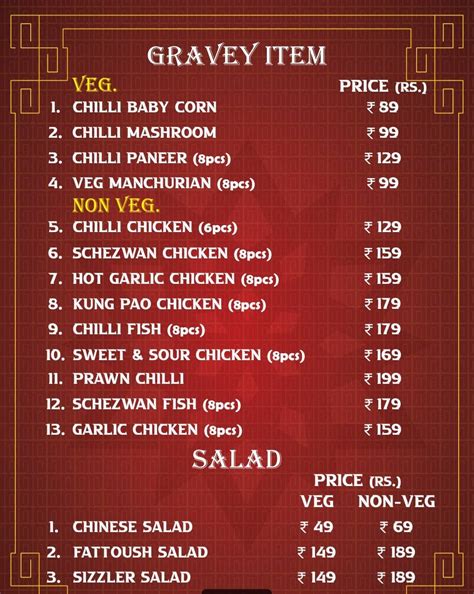 Menu at Little Chow, New Town