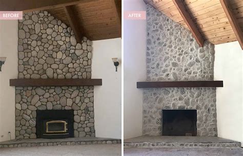 Painted Stone Fireplaces Before And After